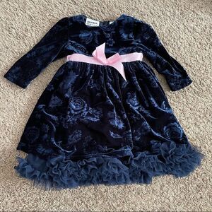 Blueberi 18 month little girl royal blue velour dress